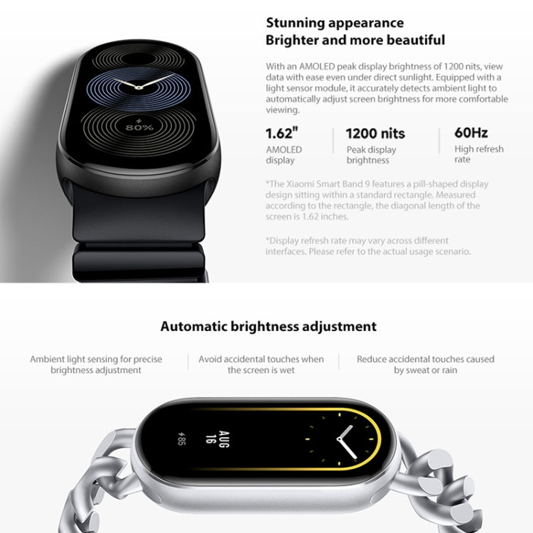 [HK Warehouse] Original Xiaomi Smart Band 9 Global 1.62 inch AMOLED Screen 5ATM Waterproof Smart Watch, Support Blood Oxygen / Heart Rate Monitor (Black) - Wearable Devices by Xiaomi | Online Shopping UK | buy2fix