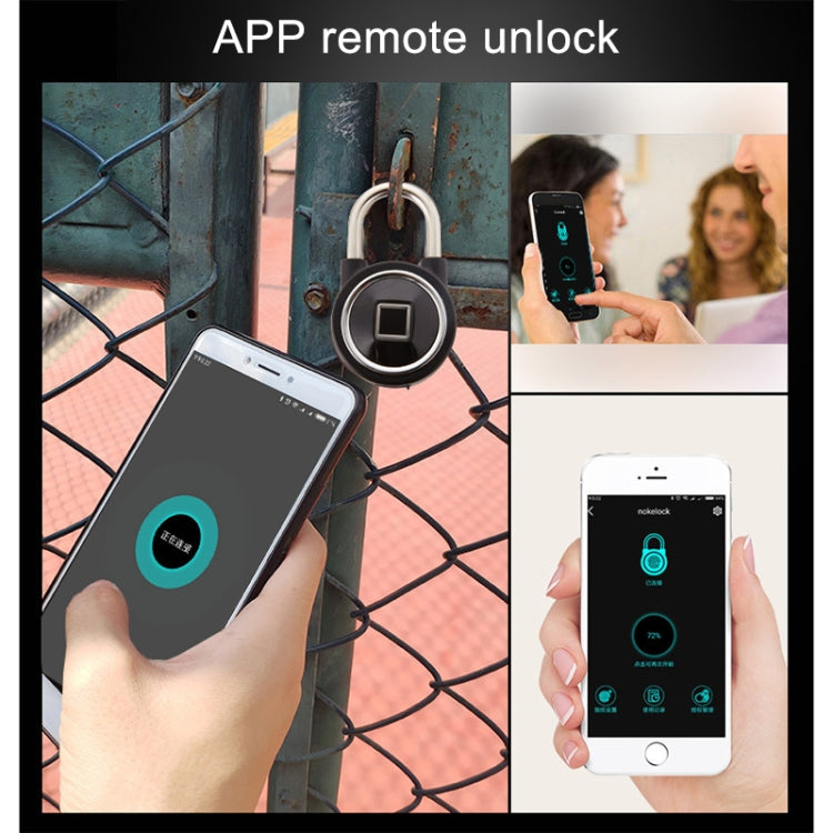 Waterproof Intelligent Bluetooth Fingerprint Padlock Remote Unlocking for iOS / Android(Black) - Padlocks by buy2fix | Online Shopping UK | buy2fix