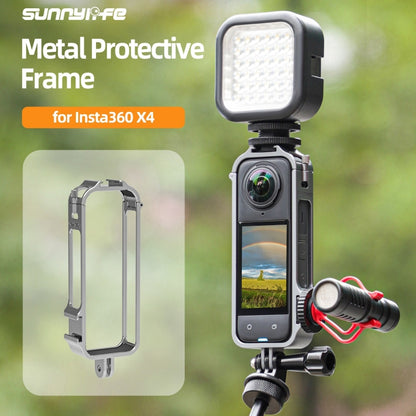 For Insta360 X4 Sunnylife Metal Protective Cage Rig with Cold Shoe Bases & Tripod Adapter (Titanium Color) - Mount & Holder by Sunnylife | Online Shopping UK | buy2fix