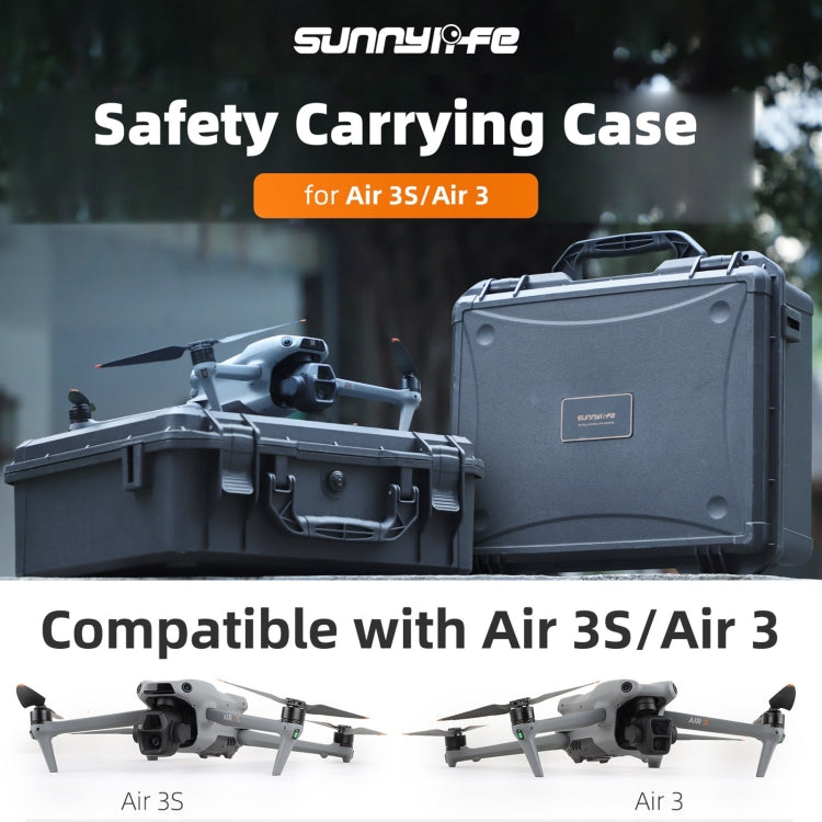 For DJI Air 3S / 3 Sunnylife Safety Carrying Case Large Capacity Waterproof Shock-proof Hard Travel Case (Black) - Carry Cases & Bags by Sunnylife | Online Shopping UK | buy2fix