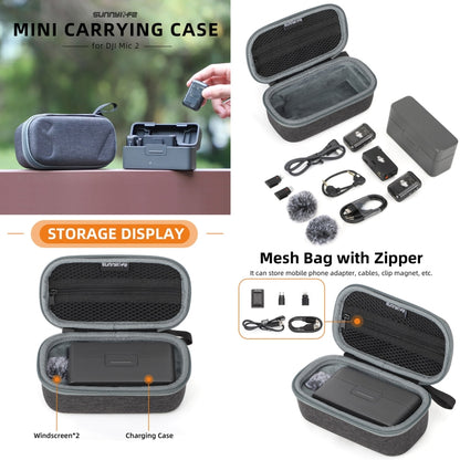 For DJI Mic 2 Sunnylife B770 Mini Carrying Case Wireless Microphone Storage Bag (Grey) - Case & Bags by Sunnylife | Online Shopping UK | buy2fix