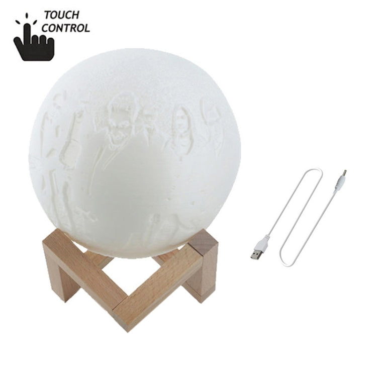 Customized Touch Switch 2-color 3D Print Moon Lamp USB Charging Energy-saving LED Night Light with Wooden Holder Base, Diameter:20cm - Night Lights by buy2fix | Online Shopping UK | buy2fix