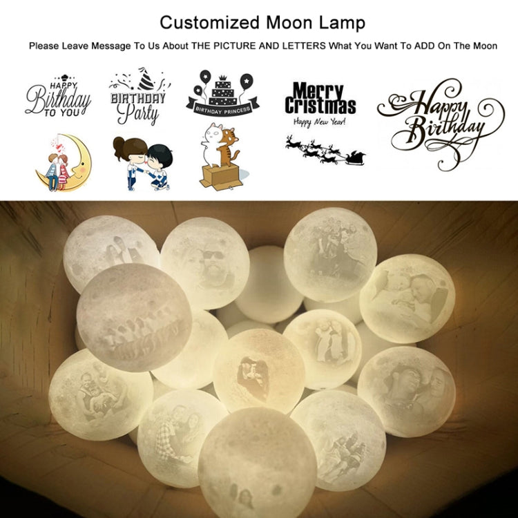 Customized Patted 3-color 3D Print Lamp USB Charging Energy-saving LED Night Light with Wooden Holder Base, Diameter:8cm - Night Lights by buy2fix | Online Shopping UK | buy2fix