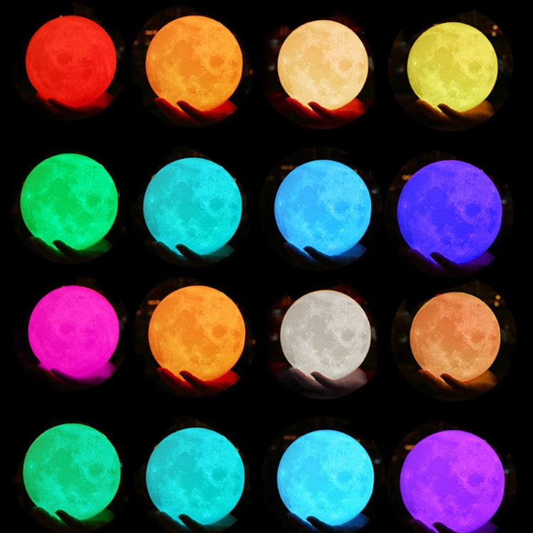 Customized 16-colors 3D Print Lamp USB Charging Energy-saving LED Night Light with Remote Control & Wooden Holder Base, Diameter:18cm - Night Lights by buy2fix | Online Shopping UK | buy2fix