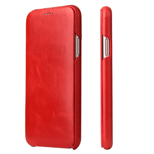 For iPhone X / XS Fierre Shann Business Magnetic Horizontal Flip Genuine Leather Case(Red) - More iPhone Cases by FIERRE SHANN | Online Shopping UK | buy2fix