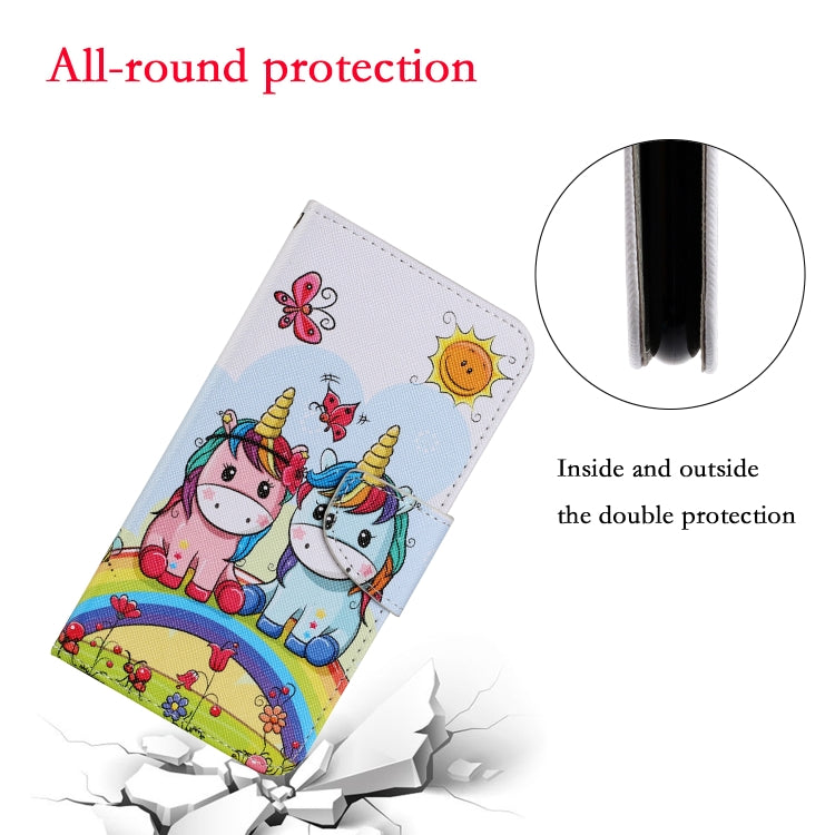 For Huawei P Smart 2021 / Y7a Coloured Drawing Pattern Horizontal Flip PU Leather Case with Holder & Card Slots & Wallet & Lanyard(Couple Unicorn) - Huawei Cases by idewei | Online Shopping UK | buy2fix