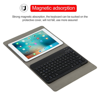 Universal Round Keys Detachable Bluetooth Keyboard + Leather Tablet Case without Touchpad for iPad 9-10 inch, Specification:Black Keyboard(Blue) - Universal by buy2fix | Online Shopping UK | buy2fix