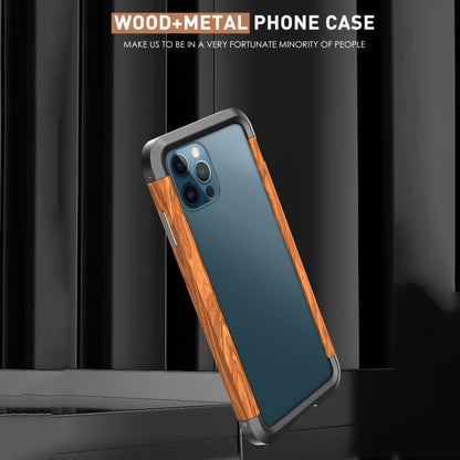 For iPhone 12 Pro Max R-JUST Metal + Wood Frame Protective Case - iPhone 12 Pro Max Cases by R-JUST | Online Shopping UK | buy2fix