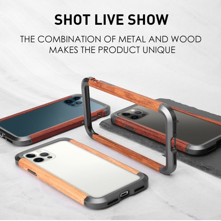 For iPhone 12 Pro Max R-JUST Metal + Wood Frame Protective Case - iPhone 12 Pro Max Cases by R-JUST | Online Shopping UK | buy2fix