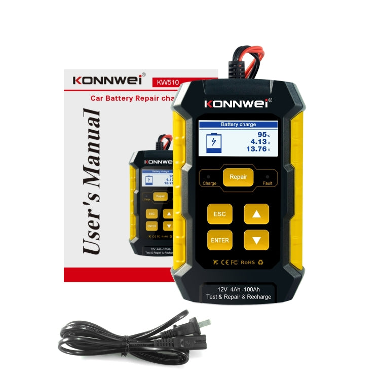 KONNWEI KW510 3 in 1 Car Battery Tester / Charger / Repairer, Support 8 Languages(US Plug) - Code Readers & Scan Tools by KONNWEI | Online Shopping UK | buy2fix