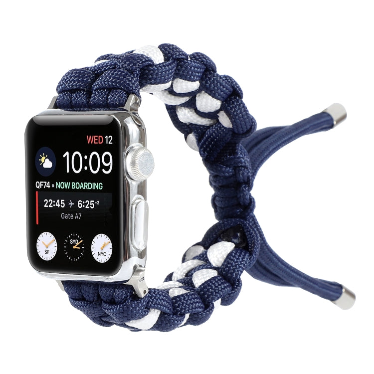 Braided Umbrella Cord Watch Band For Apple Watch Ultra 49mm&Watch Ultra 2 49mm / Series 9&8&7 45mm / SE 3&SE 2&6&SE&5&4 44mm / 3&2&1 42mm(Dark Blue) - Watch Bands by buy2fix | Online Shopping UK | buy2fix