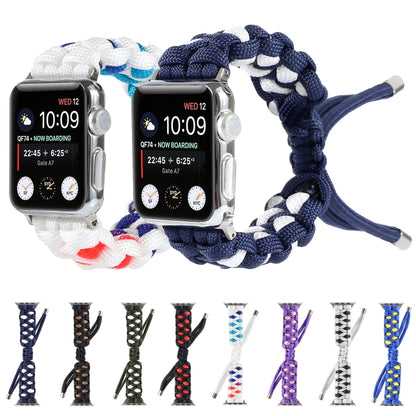 Braided Umbrella Cord Watch Band For Apple Watch Ultra 49mm&Watch Ultra 2 49mm / Series 9&8&7 45mm / SE 3&SE 2&6&SE&5&4 44mm / 3&2&1 42mm(Dark Blue) - Watch Bands by buy2fix | Online Shopping UK | buy2fix