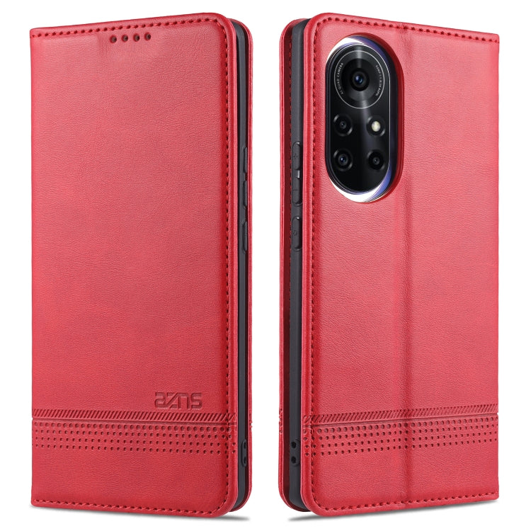 For Huawei nova 8 5G AZNS Magnetic Calf Texture Horizontal Flip Leather Case with Card Slots & Holder & Wallet(Red) - Huawei Cases by AZNS | Online Shopping UK | buy2fix