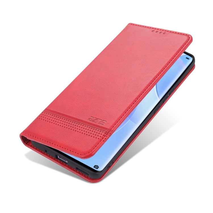 For Huawei nova 8 5G AZNS Magnetic Calf Texture Horizontal Flip Leather Case with Card Slots & Holder & Wallet(Red) - Huawei Cases by AZNS | Online Shopping UK | buy2fix