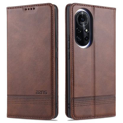 For Huawei nova 8 Pro 5G AZNS Magnetic Calf Texture Horizontal Flip Leather Case with Card Slots & Holder & Wallet(Dark Brown) - Huawei Cases by AZNS | Online Shopping UK | buy2fix