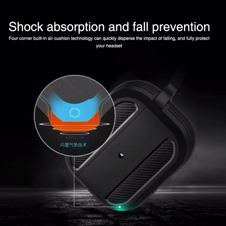 Wireless Earphones Shockproof Carbon Fiber Armor TPU Protective Case For AirPods Pro(Blue) - For AirPods Pro by buy2fix | Online Shopping UK | buy2fix