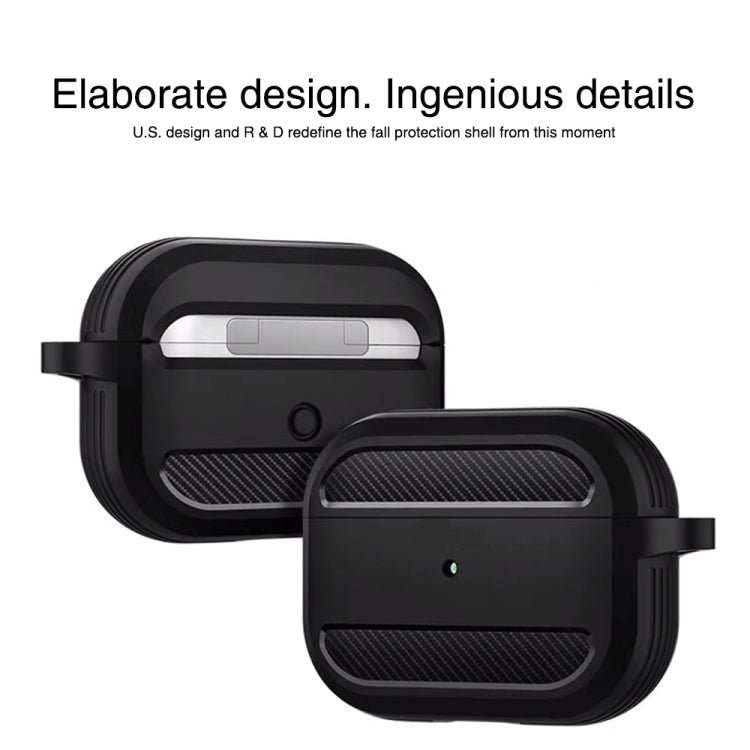 Wireless Earphones Shockproof Carbon Fiber Armor TPU Protective Case For AirPods Pro(Red) - For AirPods Pro by buy2fix | Online Shopping UK | buy2fix