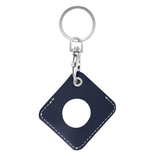 Square PU Leather Case Shockproof Anti-scratch Protective Cover with Keychain Ring Loop For AirTag(Night Blue) - Key Chain Series by MOMAX | Online Shopping UK | buy2fix