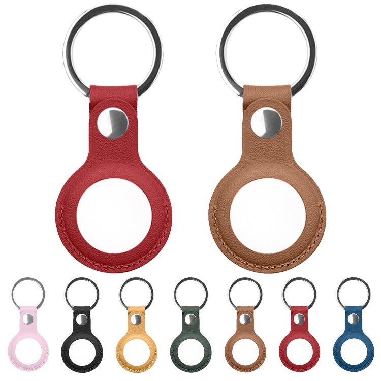 Mutural PU Leather Protective Case with Key Ring for AirTag(Red) -  by Mutural | Online Shopping UK | buy2fix