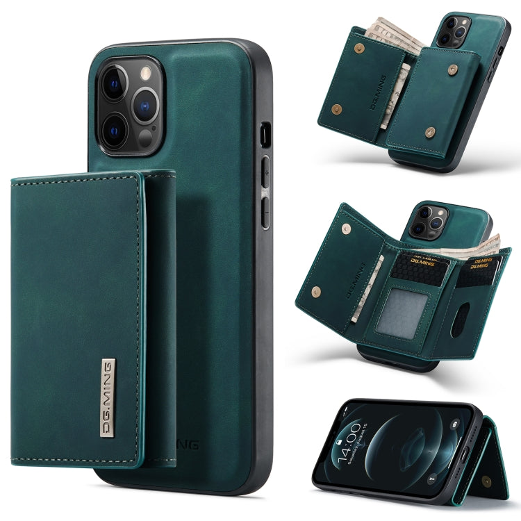 For iPhone 12 Pro Max DG.MING M1 Series 3-Fold Multi Card Wallet + Magnetic Back Cover Shockproof Case with Holder Function(Green) - iPhone 12 Pro Max Cases by DG.MING | Online Shopping UK | buy2fix