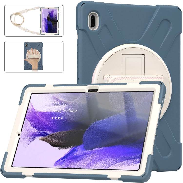 For Samsung Galaxy Tab S7 FE T730 / S7+ / S9+ /S8+ Silicone + PC Protective Case with Holder & Shoulder Strap(Cornflower Blue) - Other Galaxy Tab PC by buy2fix | Online Shopping UK | buy2fix