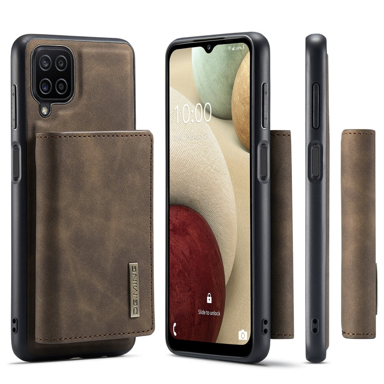 For Samsung Galaxy A12 5G DG.MING M1 Series 3-Fold Multi Card Wallet  Back Cover Shockproof Case with Holder Function(Coffee) - Galaxy Phone Cases by DG.MING | Online Shopping UK | buy2fix