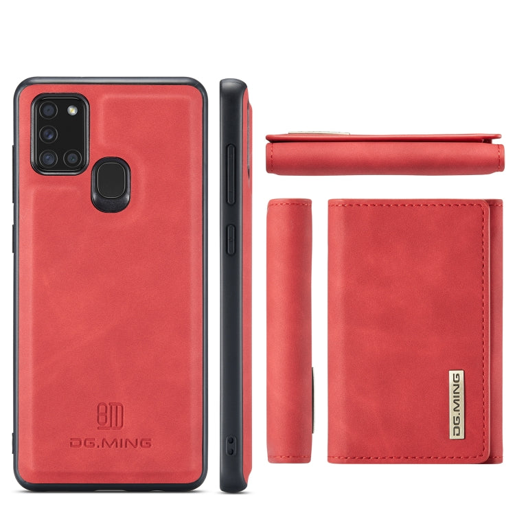 For Samsung Galaxy A21s DG.MING M1 Series 3-Fold Multi Card Wallet  Back Cover Shockproof Case with Holder Function(Red) - Galaxy Phone Cases by DG.MING | Online Shopping UK | buy2fix