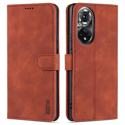 For Honor 50 Pro AZNS Skin Feel Calf Texture Horizontal Flip Leather Case with Card Slots & Holder & Wallet(Brown) - Honor Cases by AZNS | Online Shopping UK | buy2fix