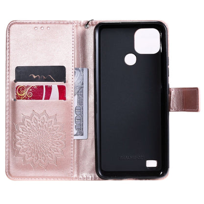 For OPPO Realme C20 / C21 Sun Embossing Pattern Horizontal Flip Leather Case with Card Slot & Holder & Wallet & Lanyard(Rose Gold) - Realme Cases by buy2fix | Online Shopping UK | buy2fix