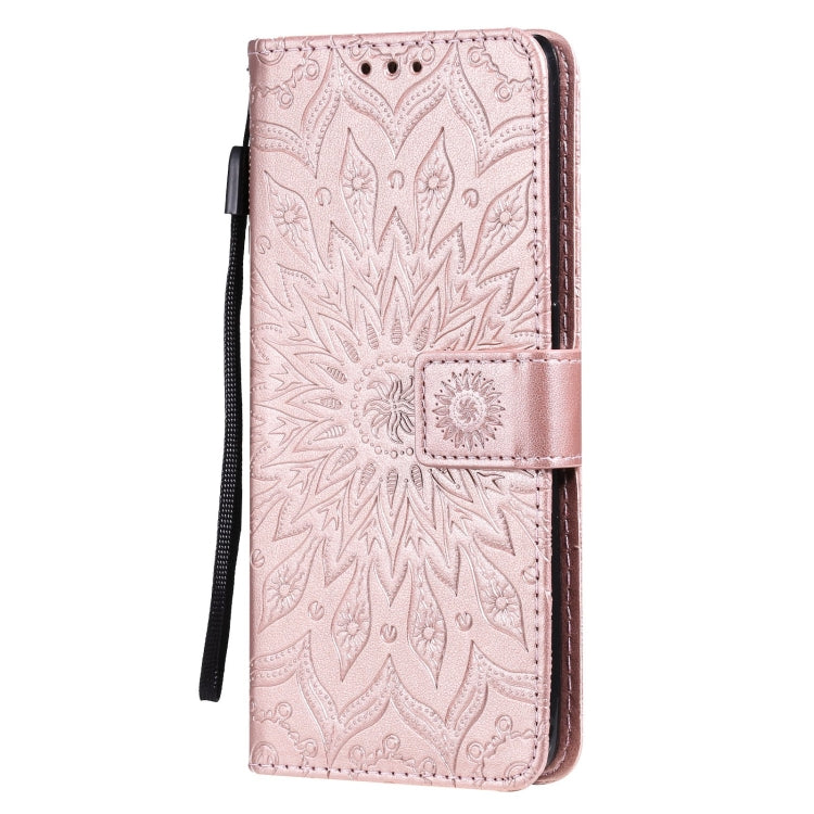 For OPPO Reno6 Pro 5G Sun Embossing Pattern Horizontal Flip Leather Case with Card Slot & Holder & Wallet & Lanyard(Rose Gold) - OPPO Cases by buy2fix | Online Shopping UK | buy2fix