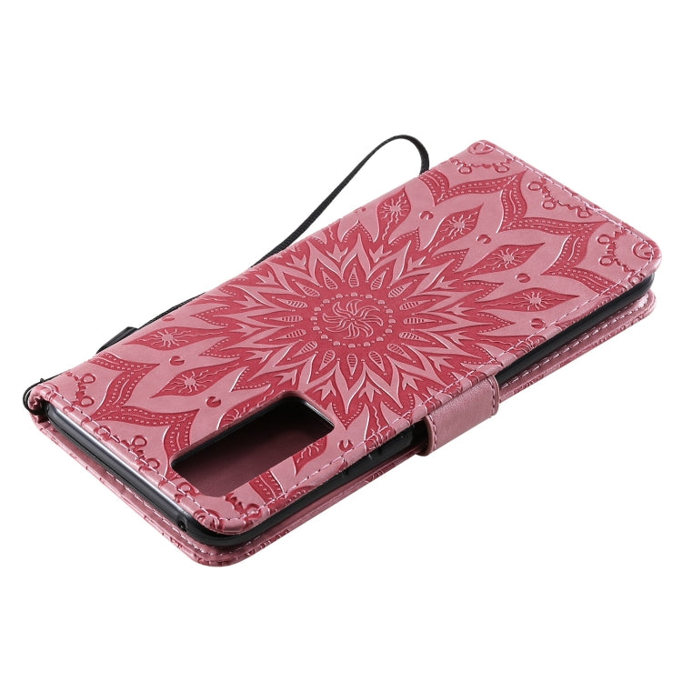 For vivo Y72 5G / iQOO Z3 Sun Embossing Pattern Horizontal Flip Leather Case with Card Slot & Holder & Wallet & Lanyard(Pink) - vivo Cases by buy2fix | Online Shopping UK | buy2fix