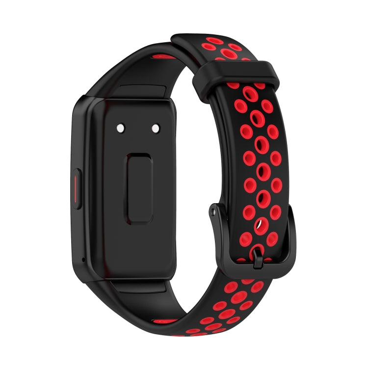 For Huawei Band 6 / Honor Band 6 Universal Two-color Breathable Silicone Watch Band(Black Red) - Watch Bands by buy2fix | Online Shopping UK | buy2fix