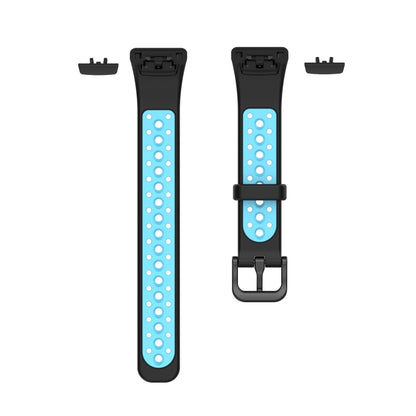 For Huawei Band 6 / Honor Band 6 Universal Two-color Breathable Silicone Watch Band(Black Blue) - Watch Bands by buy2fix | Online Shopping UK | buy2fix