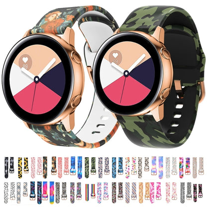 For Samsung Galaxy Watch 46mm Silicone Printing Watch Band(Blue Pink Rose) - Watch Bands by buy2fix | Online Shopping UK | buy2fix