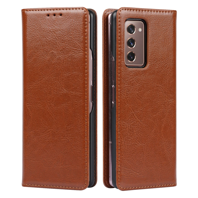 For Samsung Galaxy Z Fold2 5G 2 In 1 Crazy Horse Texture Split Horizontal Flip Leather Case with Holder & Card Slot(Brown) - Galaxy Phone Cases by buy2fix | Online Shopping UK | buy2fix