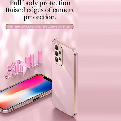 For Samsung Galaxy A52 5G XINLI Straight 6D Plating Gold Edge TPU Shockproof Case(Pink) - Galaxy Phone Cases by XINLI | Online Shopping UK | buy2fix