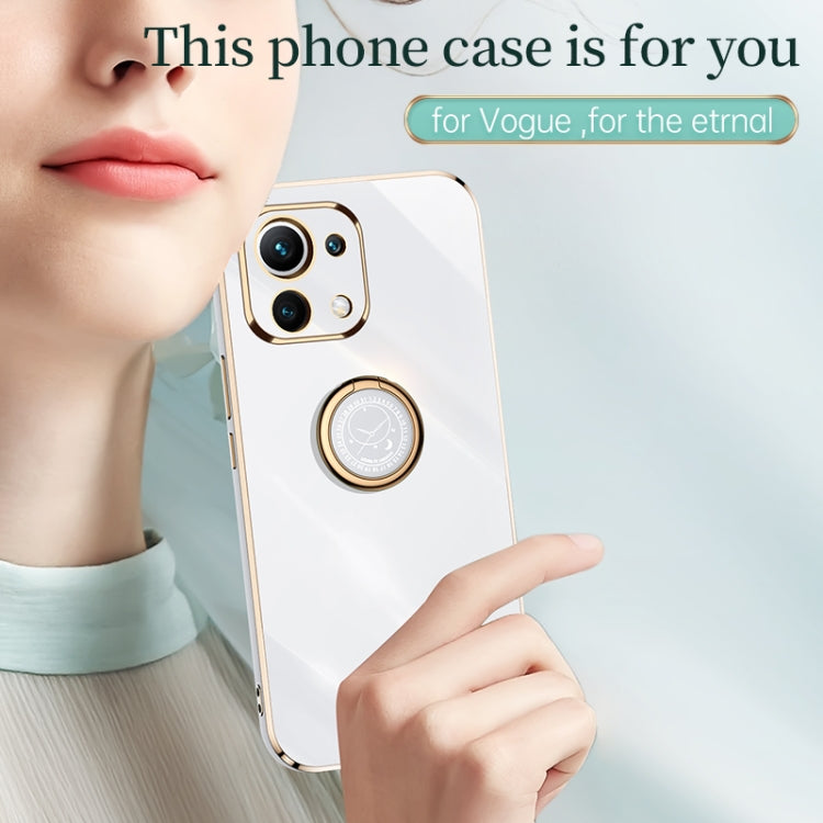 For Xiaomi Mi 11 Lite XINLI Straight 6D Plating Gold Edge TPU Shockproof Case with Ring Holder(Mint Green) - Xiaomi Cases by XINLI | Online Shopping UK | buy2fix