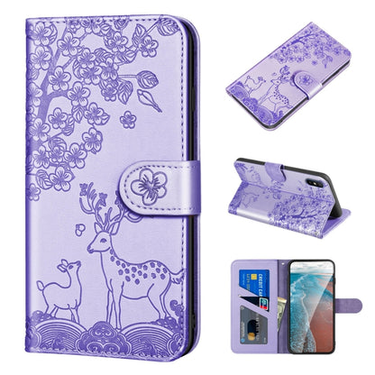 For Xiaomi Redmi 9A Sika Deer Embossing Pattern Horizontal Flip PU Leather Case with Holder & Card Slot & Wallet & Photo Frame(Purple) - Xiaomi Cases by buy2fix | Online Shopping UK | buy2fix