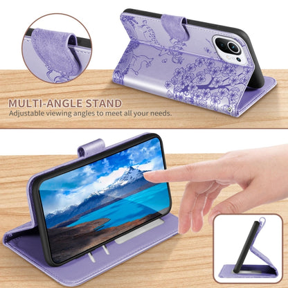 For Xiaomi Mi 11 Lite Sika Deer Embossing Pattern Horizontal Flip PU Leather Case with Holder & Card Slot & Wallet & Photo Frame(Purple) - Xiaomi Cases by buy2fix | Online Shopping UK | buy2fix