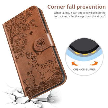 For Xiaomi Poco X3 Sika Deer Embossing Pattern Horizontal Flip PU Leather Case with Holder & Card Slot & Wallet & Photo Frame(Brown) - Xiaomi Cases by buy2fix | Online Shopping UK | buy2fix