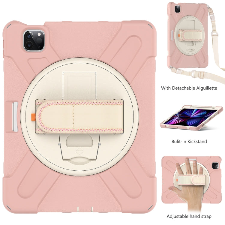 For iPad Pro 11 2022 / 2021 / 2020 / 2018 Silicone + PC Protective Tablet Case with Holder & Shoulder Strap(Cherry Blossom Pink) - iPad Pro 11 (2022/2021) Cases by buy2fix | Online Shopping UK | buy2fix