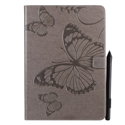 For iPad 10.2 / Pro 10.5 / Air  2019 Pressed Printing Butterfly Pattern Horizontal Flip PU Leather Case with Holder & Card Slots & Wallet & Pen Slot(Grey) - iPad Air (2019) Cases by buy2fix | Online Shopping UK | buy2fix