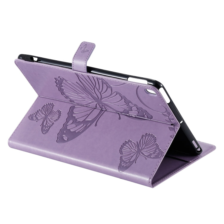 For iPad 10.2 / Pro 10.5 / Air  2019 Pressed Printing Butterfly Pattern Horizontal Flip PU Leather Case with Holder & Card Slots & Wallet & Pen Slot(Purple) - iPad Air (2019) Cases by buy2fix | Online Shopping UK | buy2fix