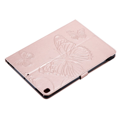 For iPad 10.2 / Pro 10.5 / Air  2019 Pressed Printing Butterfly Pattern Horizontal Flip PU Leather Case with Holder & Card Slots & Wallet & Pen Slot(Rose Gold) - iPad Air (2019) Cases by buy2fix | Online Shopping UK | buy2fix