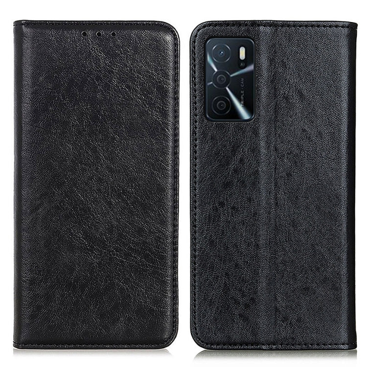 For OPPO A16 Magnetic Crazy Horse Texture Horizontal Flip Leather Case with Holder & Card Slots & Wallet(Black) - OPPO Cases by buy2fix | Online Shopping UK | buy2fix