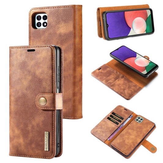 For Samsung Galaxy A22 5G DG.MING Crazy Horse Texture Flip Detachable Magnetic Leather Case with Holder & Card Slots & Wallet(Brown) - Galaxy Phone Cases by DG.MING | Online Shopping UK | buy2fix