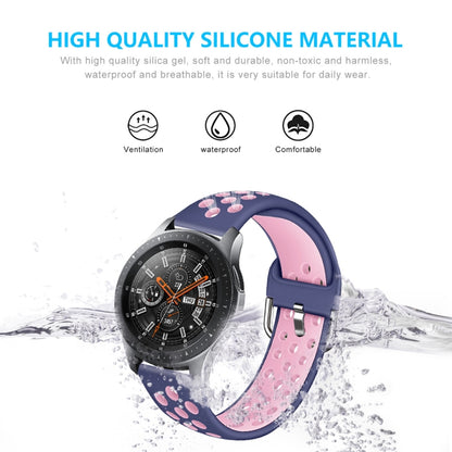 For Galaxy Watch 46 / S3 / Huawei Watch GT 1 / 2 22mm Smart Watch Silicone Double Color Watch Band, Size:L(Black Rose Purple) - Watch Bands by buy2fix | Online Shopping UK | buy2fix