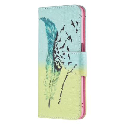 For OPPO A74 / A93 / A54 5G Colored Drawing Pattern Horizontal Flip Leather Case with Holder & Card Slots & Wallet(Feather) - OPPO Cases by buy2fix | Online Shopping UK | buy2fix