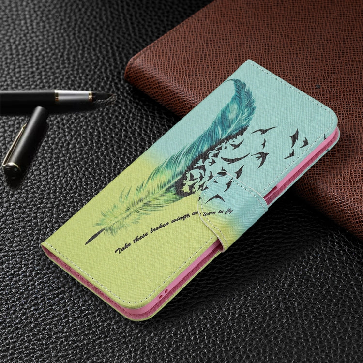 For OPPO A74 / A93 / A54 5G Colored Drawing Pattern Horizontal Flip Leather Case with Holder & Card Slots & Wallet(Feather) - OPPO Cases by buy2fix | Online Shopping UK | buy2fix