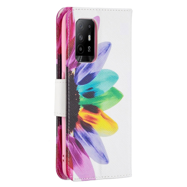 For OPPO A94 5G / Reno5 Z 5G / F19 Pro+ Colored Drawing Pattern Horizontal Flip Leather Case with Holder & Card Slots & Wallet(Sun Flower) - OPPO Cases by buy2fix | Online Shopping UK | buy2fix